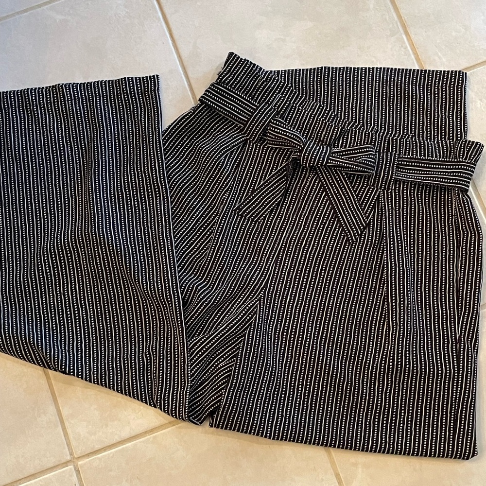 Max Studio Paper Bag Style Pant Lightweight Crepe Like Fabric Side Pockets Med